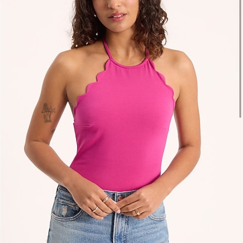 Pink Scalloped Halter Bodysuit - Picture 5 of 7